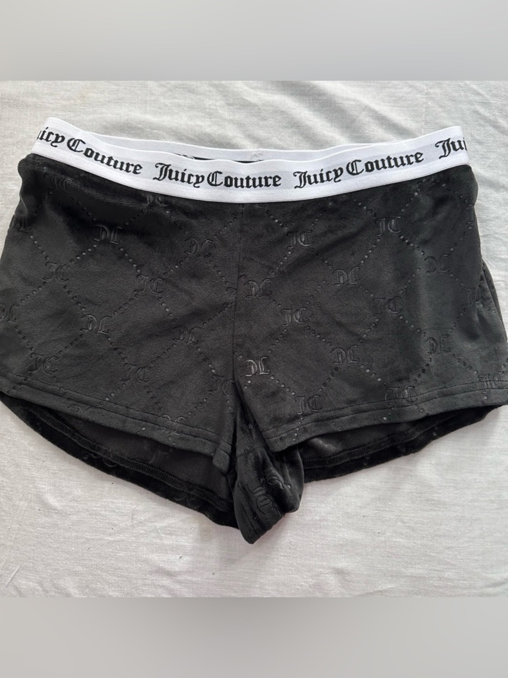 Juicy Couture Velour Sleep Shorts Black Logo Waist Women’s Small Y2K Lounge